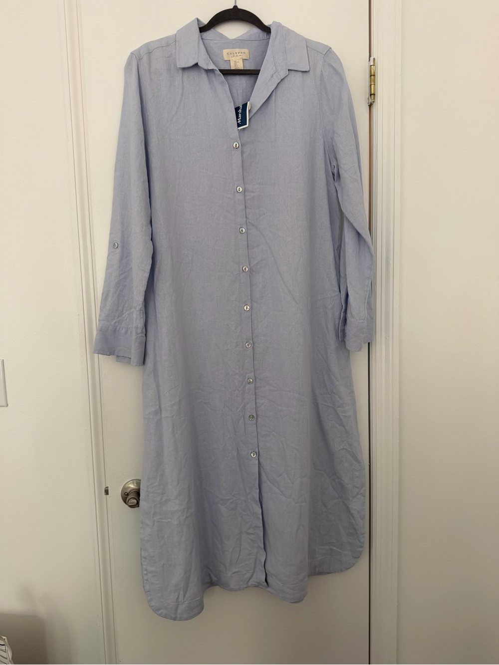 Calypso St. Barth Light Blue Maxi Shirt Dress